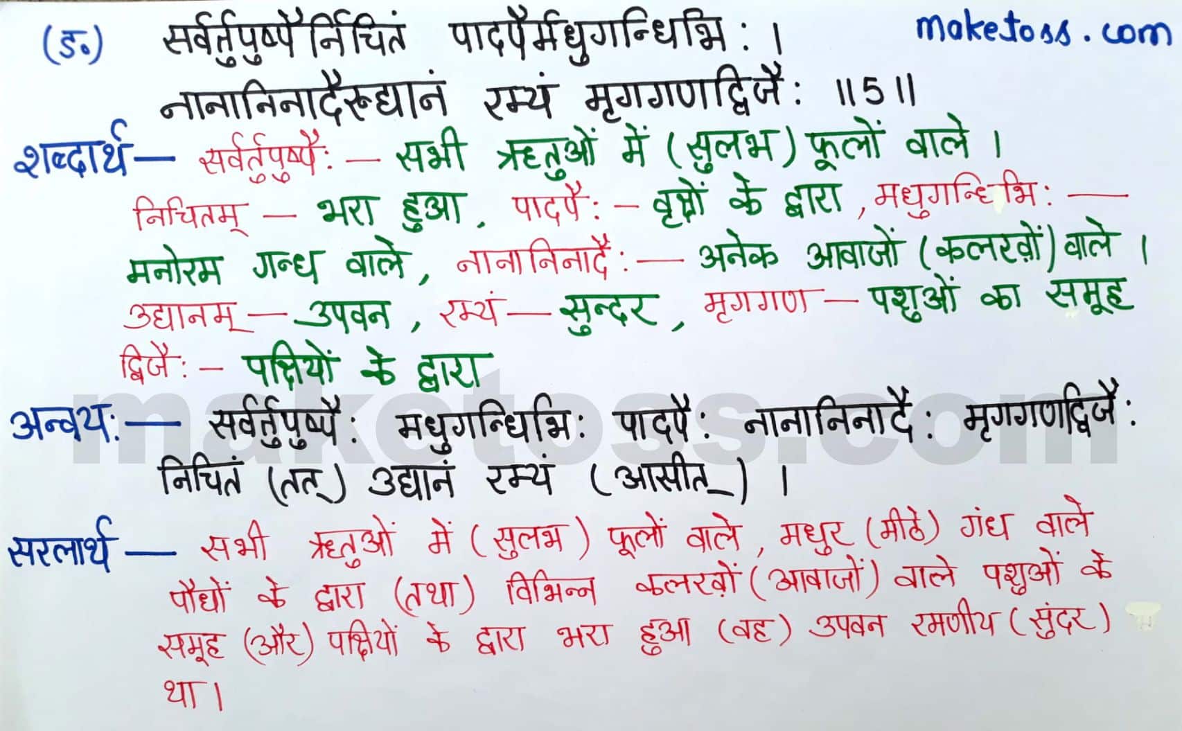 class 8 sanskrit chapter 10 meaning in hindi