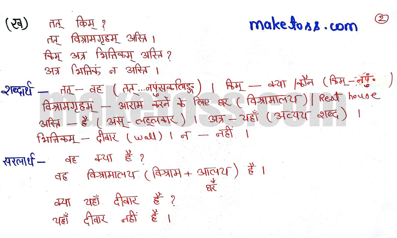 Sanskrit class 6 chapter 3 - शब्दपरिचय 3 - Hindi Translation - Page 2