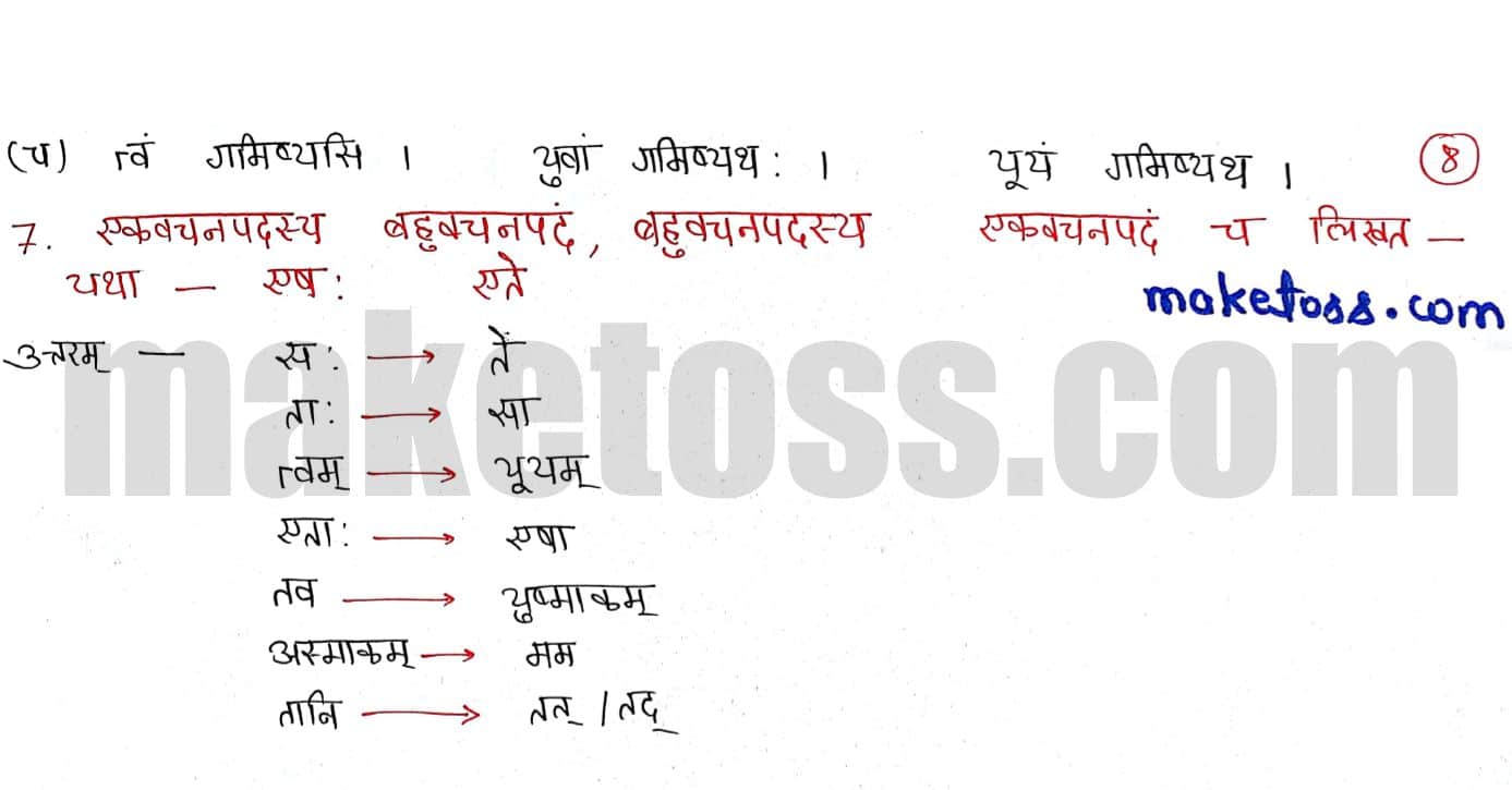Sanskrit class 6 chapter 9 क्रीडास्पर्धा -NCERT Exercise Solution of Q.7
