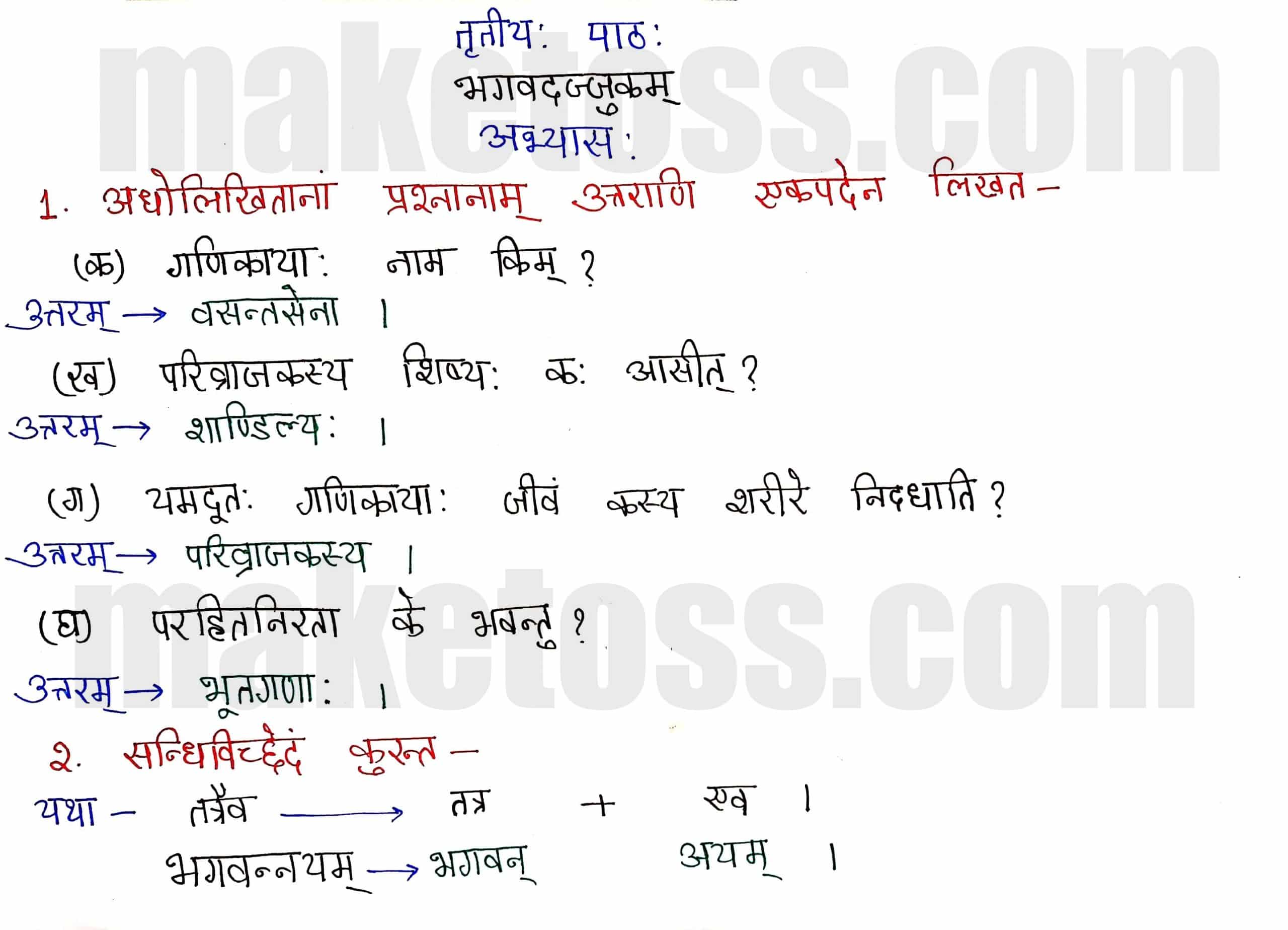 Sanskrit Class 8- Chapter 3-भगवदज्जुकम्- page 1