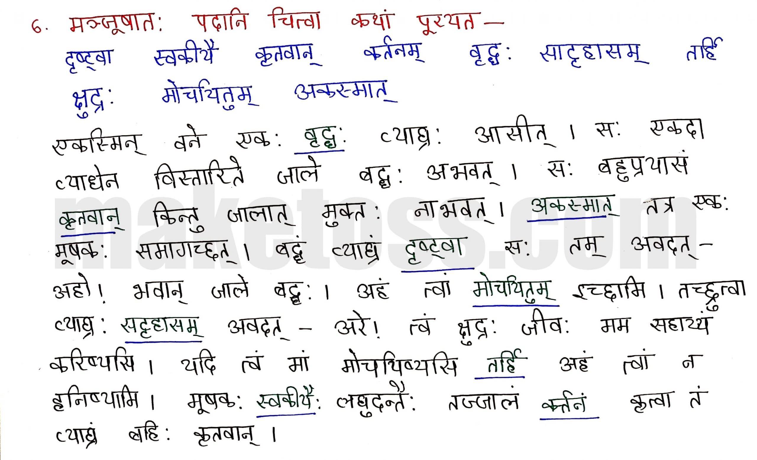 Sanskrit Class 8-chapter 5-धर्मे धमनं पापे पुण्यम् -page 5
