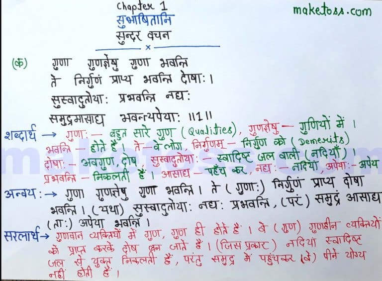 Class 8 Sanskrit chapter 1 - सुभाषितानि