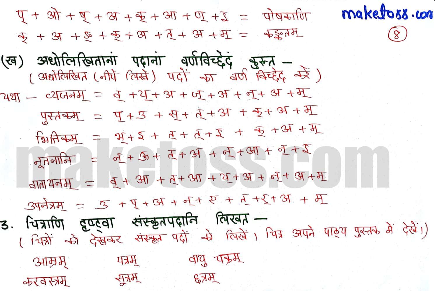 Sanskrit class 6 chapter 3 - शब्दपरिचय 3 -NCERT Exercise solution of Q.3