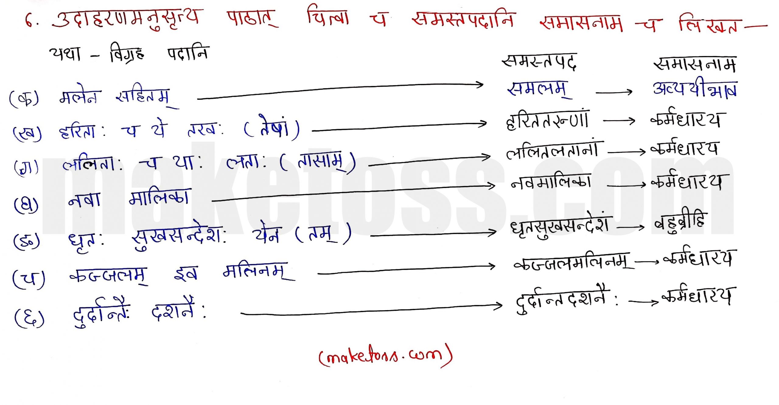 Sanskrit class 10 chapter 1-शुचिपर्यावरणम् - Ncert Exercise Solution of Q-6