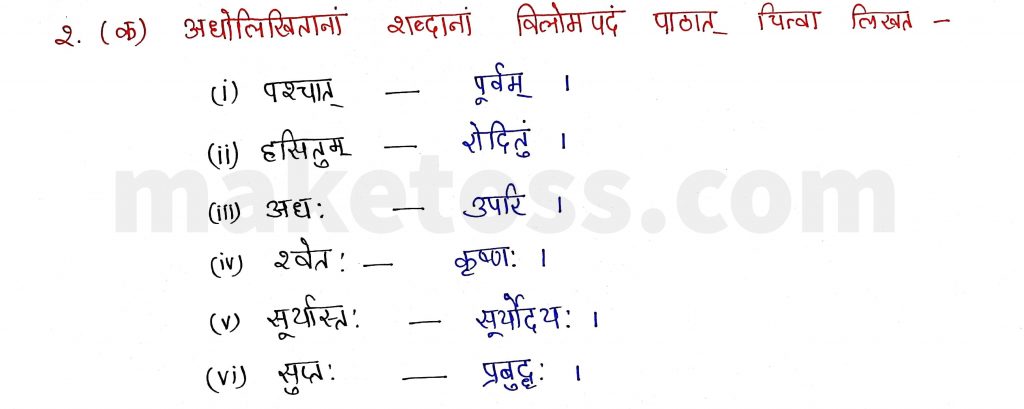 Sanskrit Class 9- Chapter 2- स्वर्णकाकः - Question 2.(क) with Answer