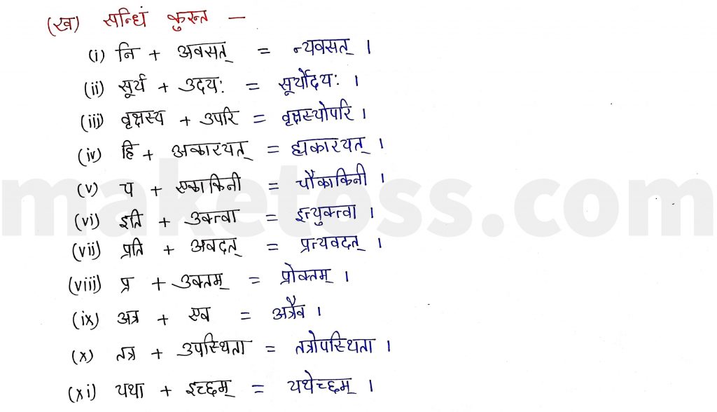 Sanskrit Class 9- Chapter 1- स्वर्णकाकः - Question 2.(ख) with Answer