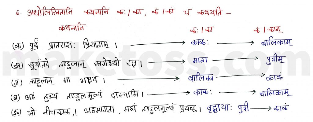 Sanskrit Class 9- Chapter 2- स्वर्णकाकः - Question 6 with Answer