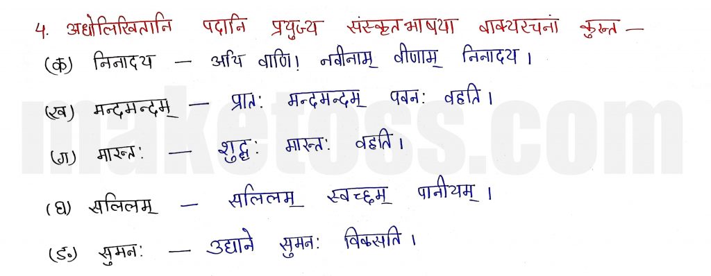 Sanskrit Class 9- Chapter 1- भारतीवसन्तगीतिः - Question 4 with Answer
