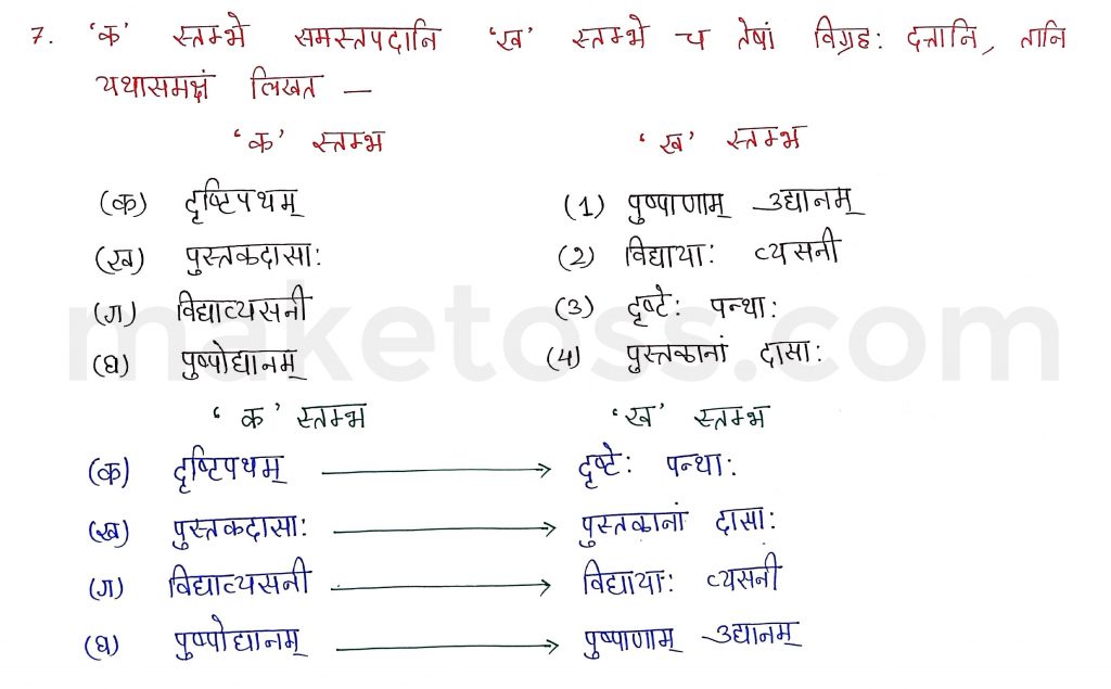 Sanskrit Class 9- Chapter 6- भ्रान्तो बालः -Question 7 with Answer