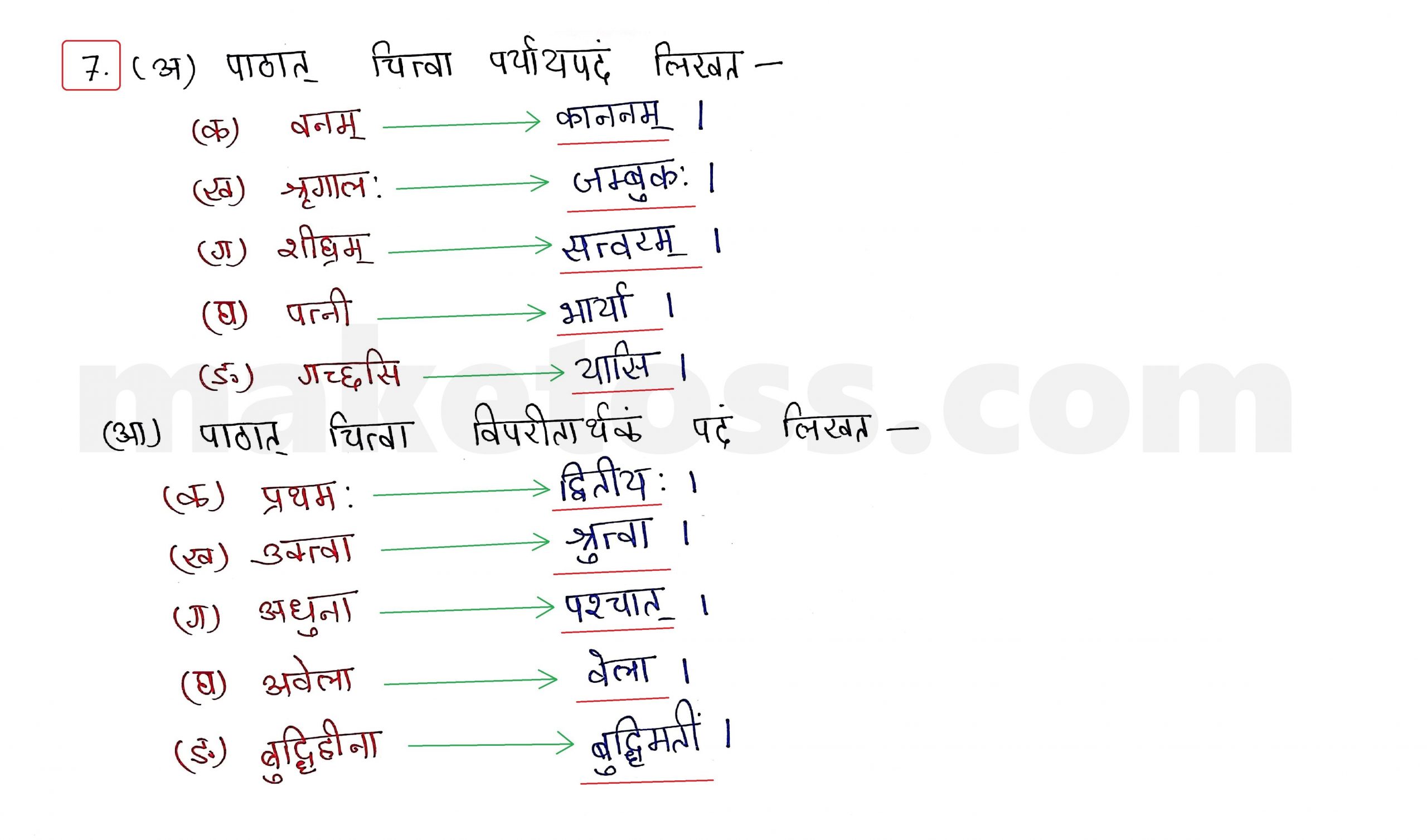 Sanskrit Class 10 - Chapter 2 - बुद्धिर्बलवती सदा - Question 7 with Answer