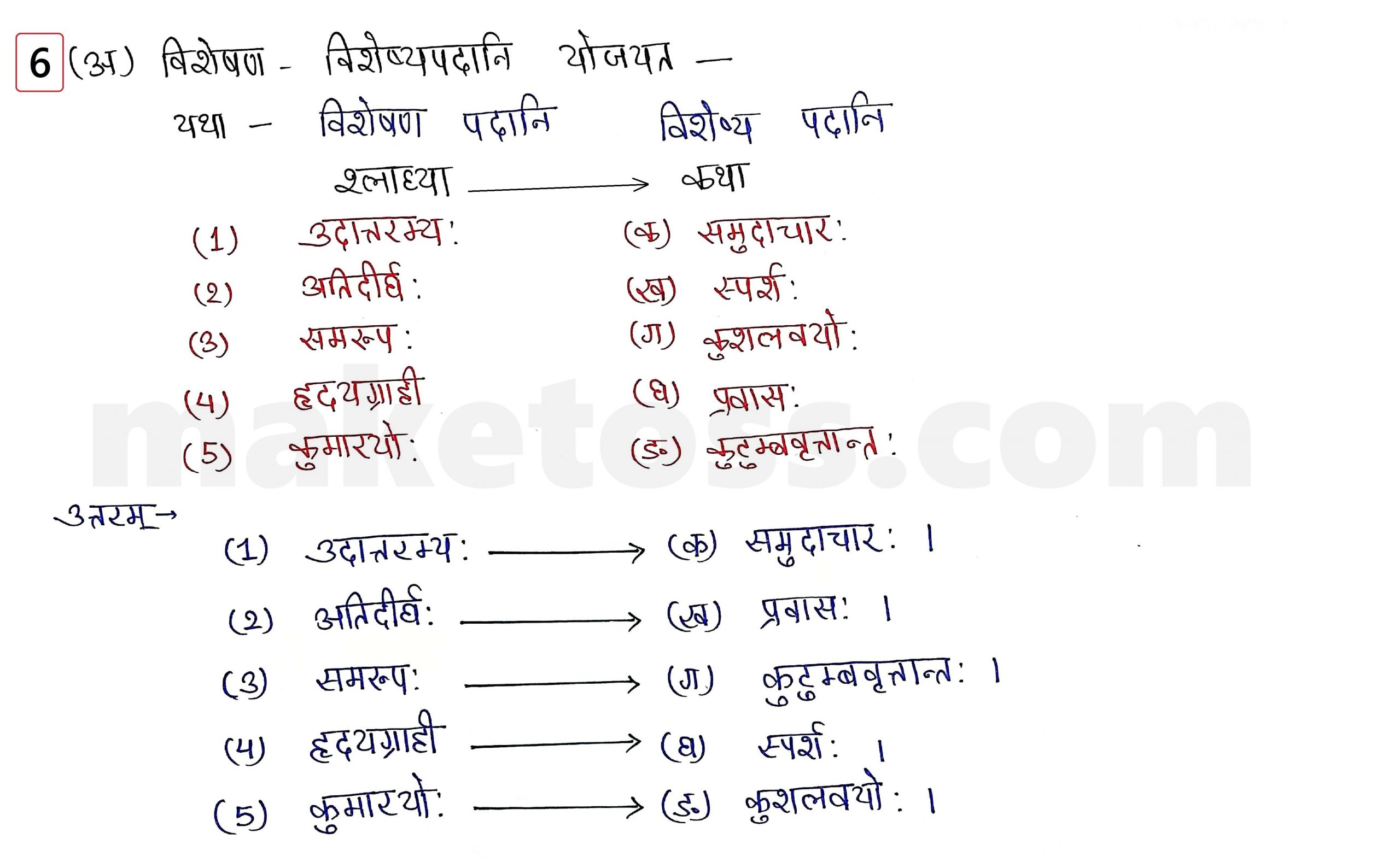 Sanskrit Class 10 - Chapter 4 - शिशुलालनम् - Question 6 (अ)  with Answer