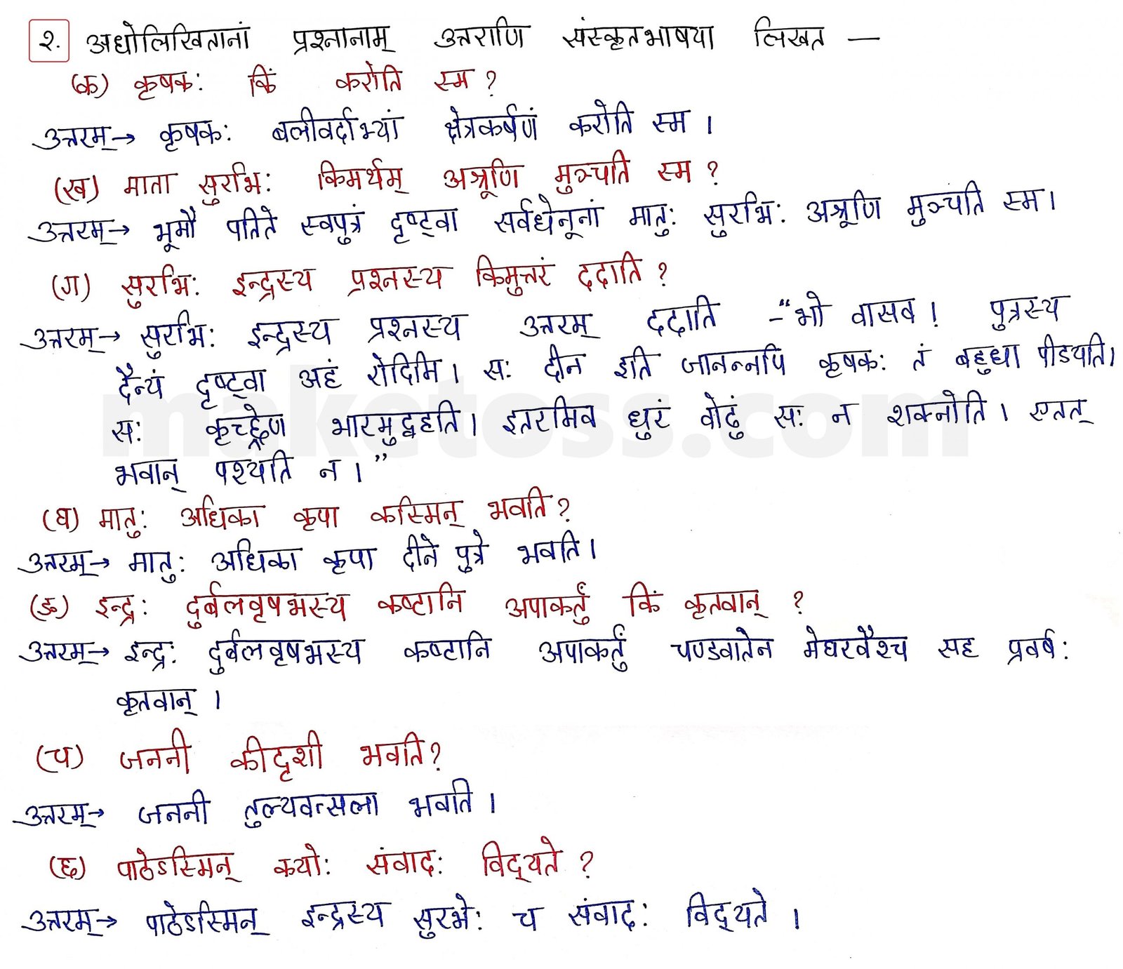 Sanskrit Class 10 Chapter 5 NCERT Exercise Solution