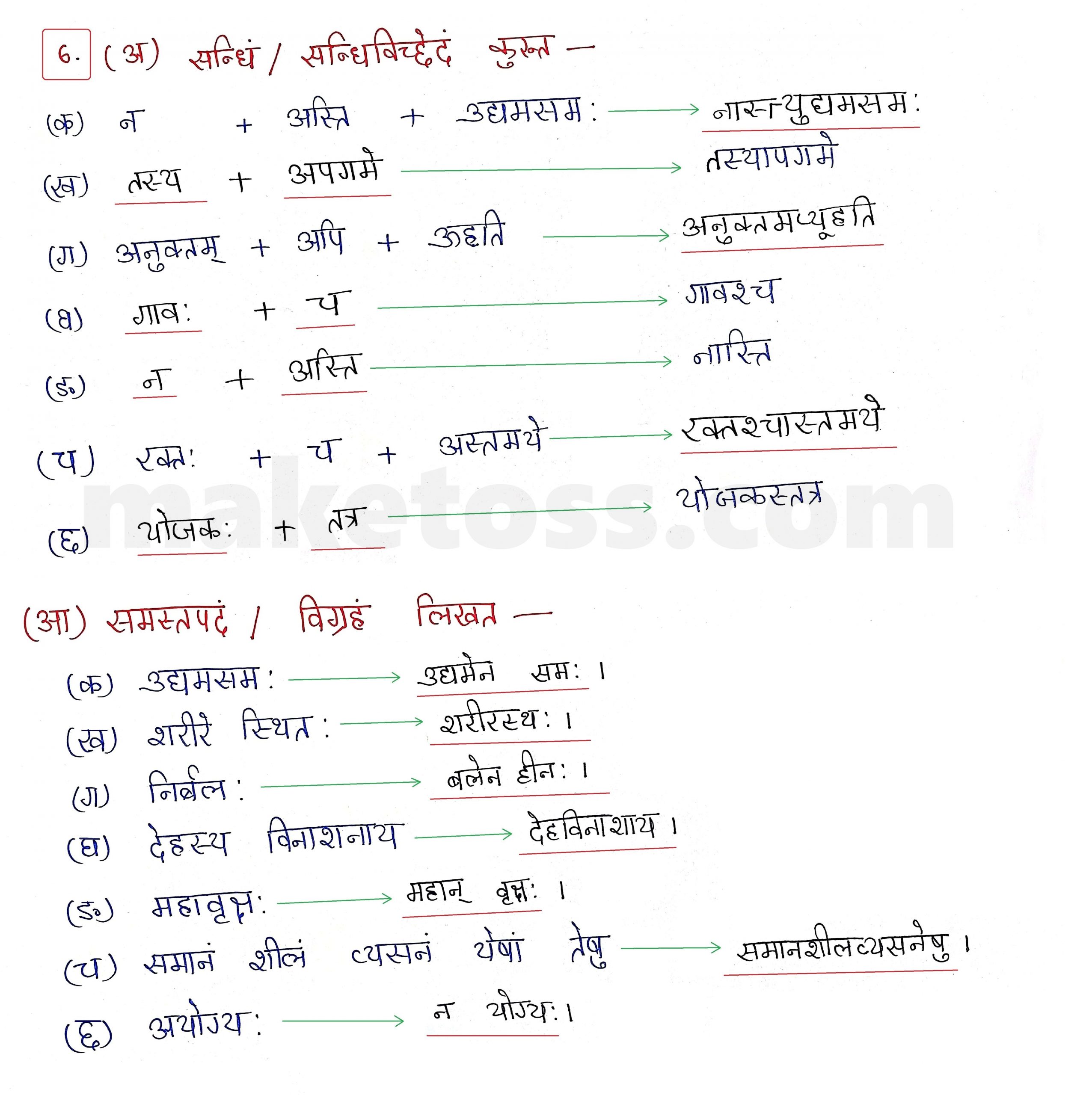 Sanskrit Class 10 - Chapter 6 - सुभाषितानि - Question 6 with Answer
