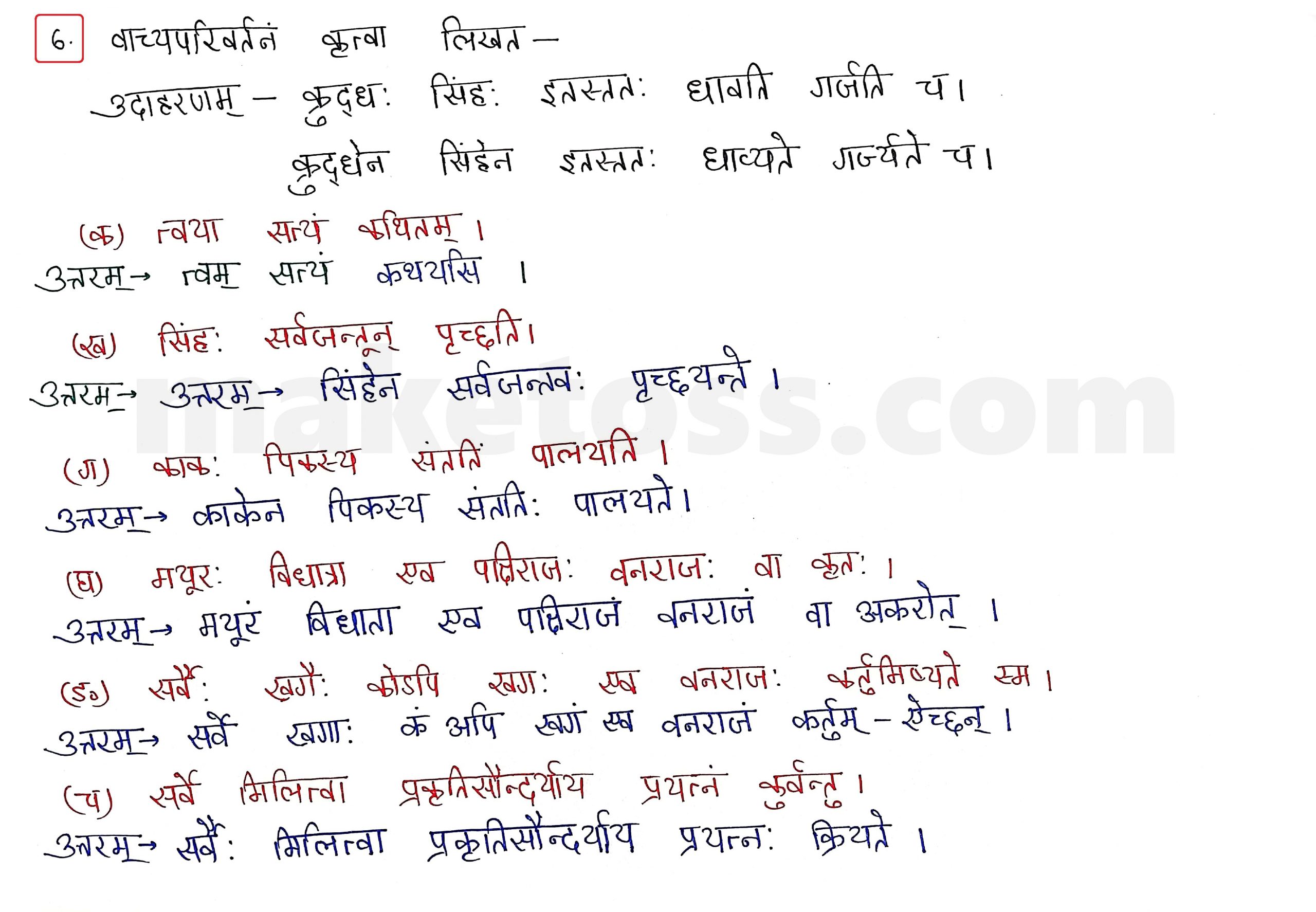 Sanskrit Class 10 - Chapter 7 - सौहार्दं प्रकृतेः शोभा - Question 6 with Answer