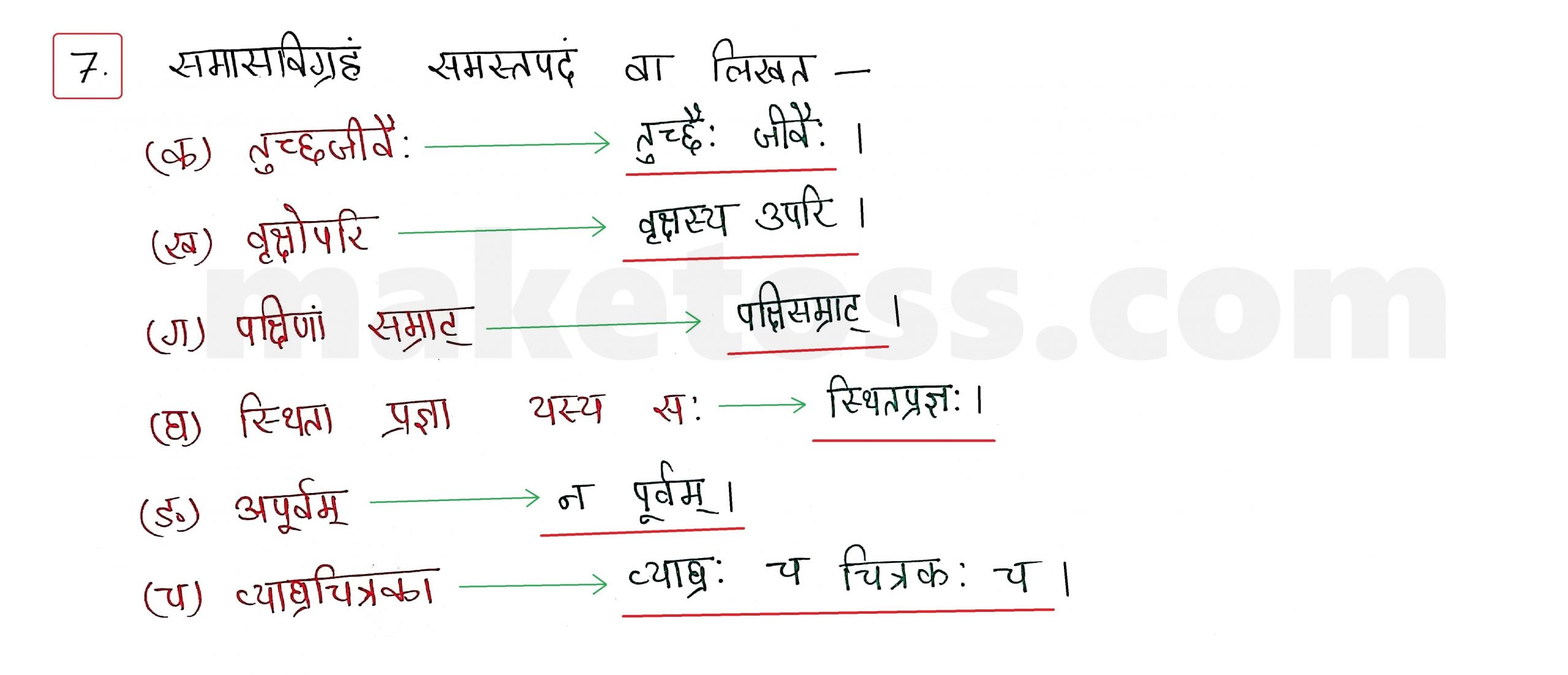 Sanskrit Class 10 - Chapter 7 - सौहार्दं प्रकृतेः शोभा - Question 7 with Answer