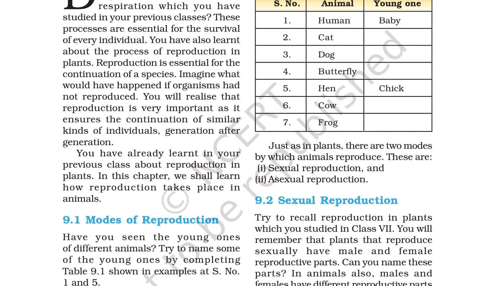 CBSE Class 8 Science - Reproduction in Animals - NCERT Book Chapter 9 - View or Download