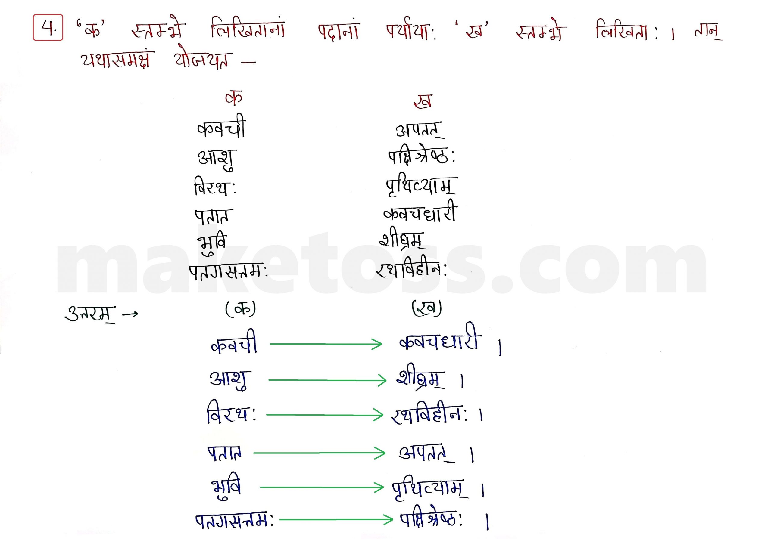 Sanskrit Class 9 - Chapter 10 - जटायोः शौर्यम् - Question 4 with Answer