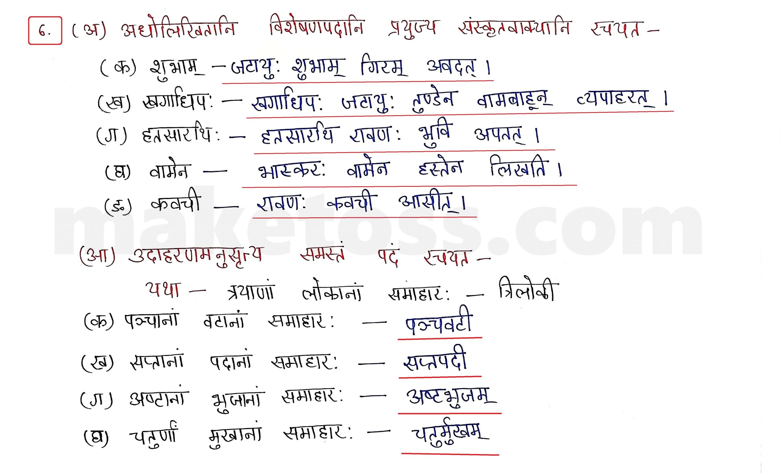 Sanskrit Class 9 - Chapter 10 - जटायोः शौर्यम् - Question 6 with Answer