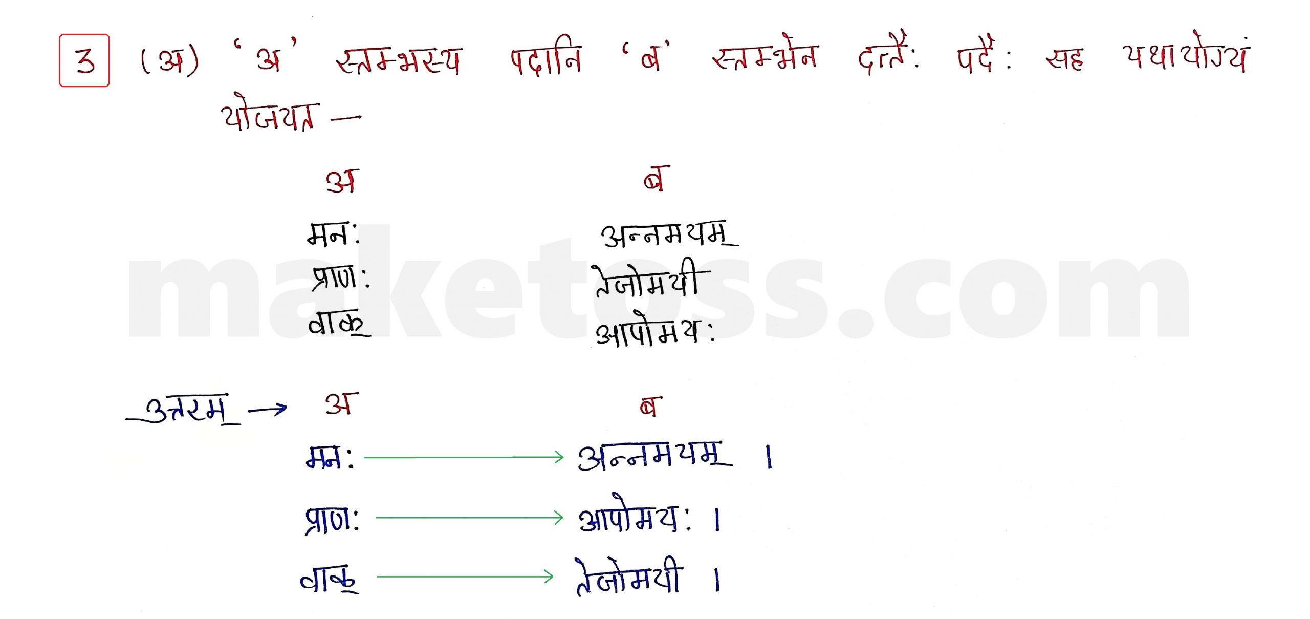 Sanskrit Class 9 - chapter 12 वाडमनः प्राणस्वरूपम् - Question 3 with Answer