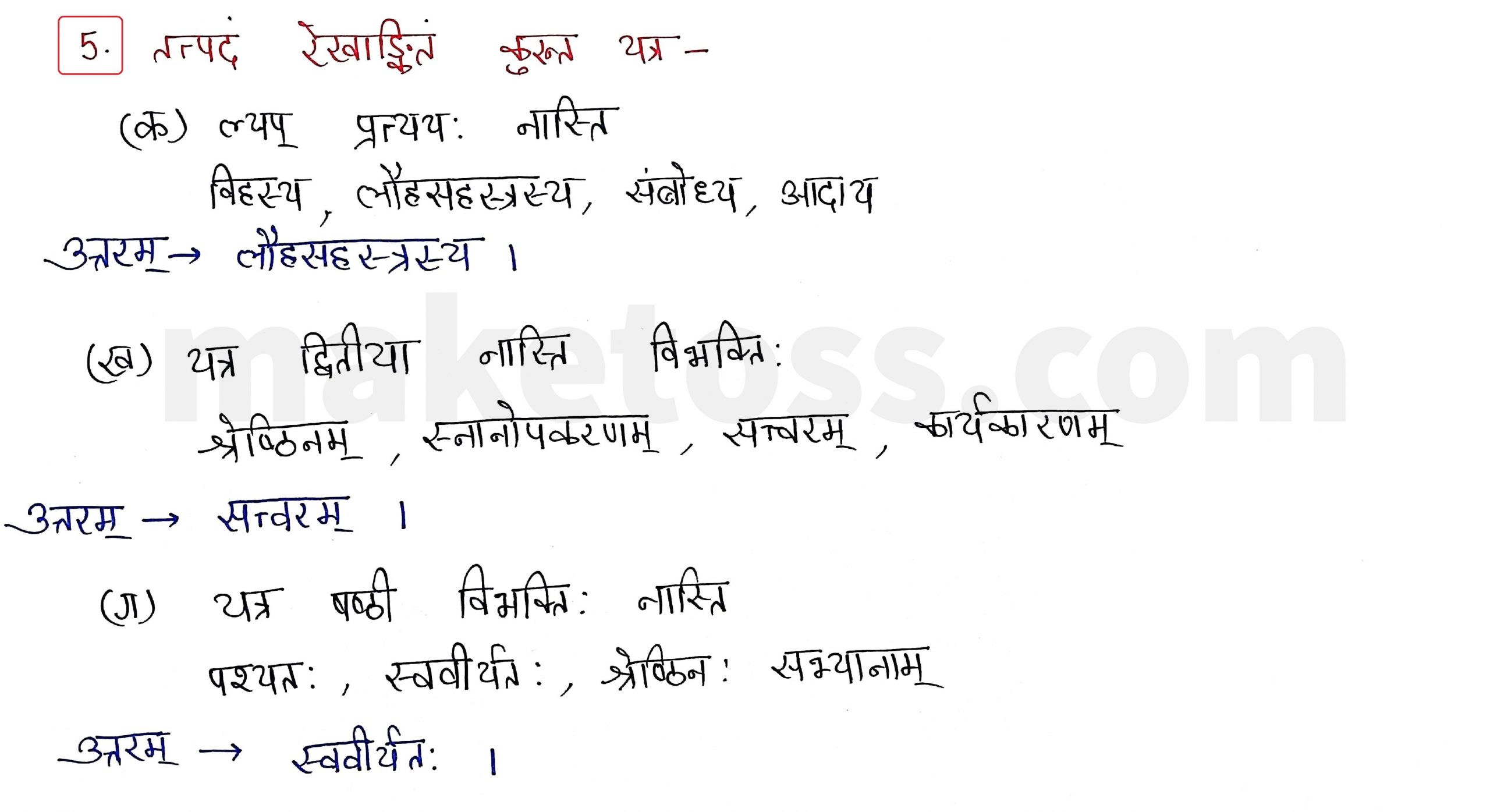 Sanskrit Class 9- Chapter 8 - लौहतुला - Question 5 with Answer