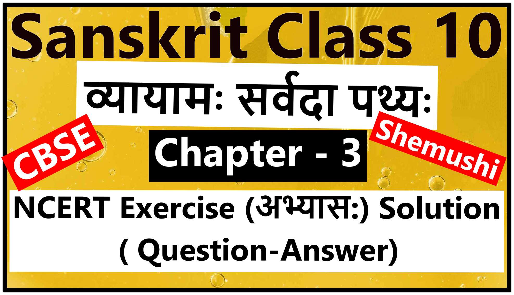 Sanskrit Class 10 - Chapter 3 - व्यायामः सर्वदा पथ्यः - NCERT Exercise Solution (Question-Answer)