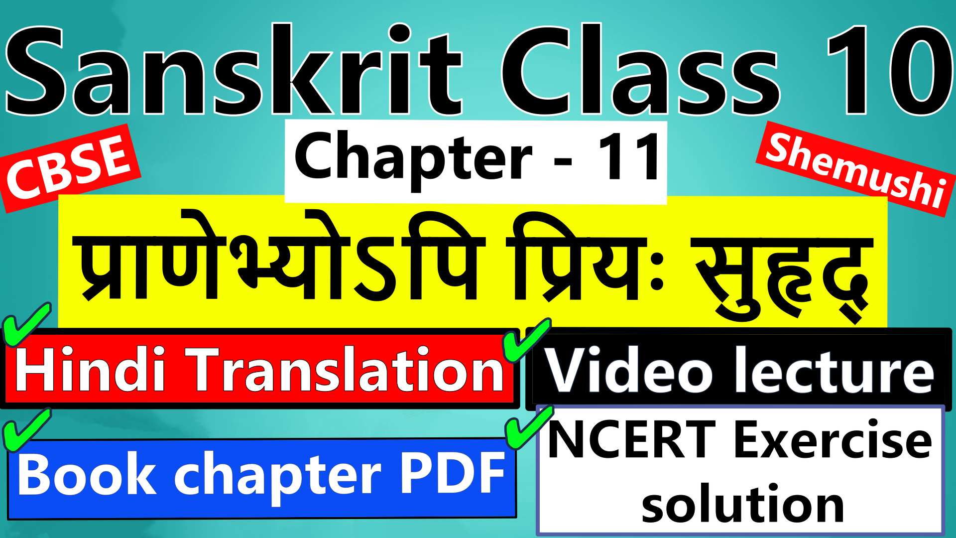 sanskrit-class-10-chapter-11-प्राणेभ्योऽपि-प्रियः-सुहृद्-Hindi-Translation-Video-lecture-NCERT-Exercise-Solution-Question-Answer-Book-chapter-PDF