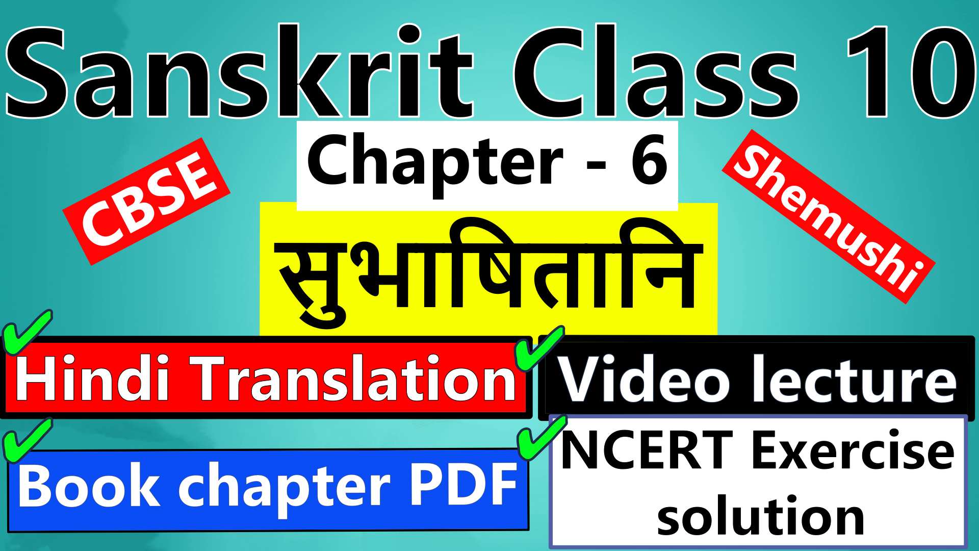 sanskrit-class-10-chapter-6-सुभाषितानि-Hindi-Translation-Video-lecture-NCERT-Exercise-Solution-Question-Answer-Book-chapter-PDF