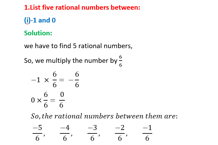 Mathematics - Class 7 - Chapter 9 - Rational Numbers - Exercise 9.1 - NCERT Exercise Solution