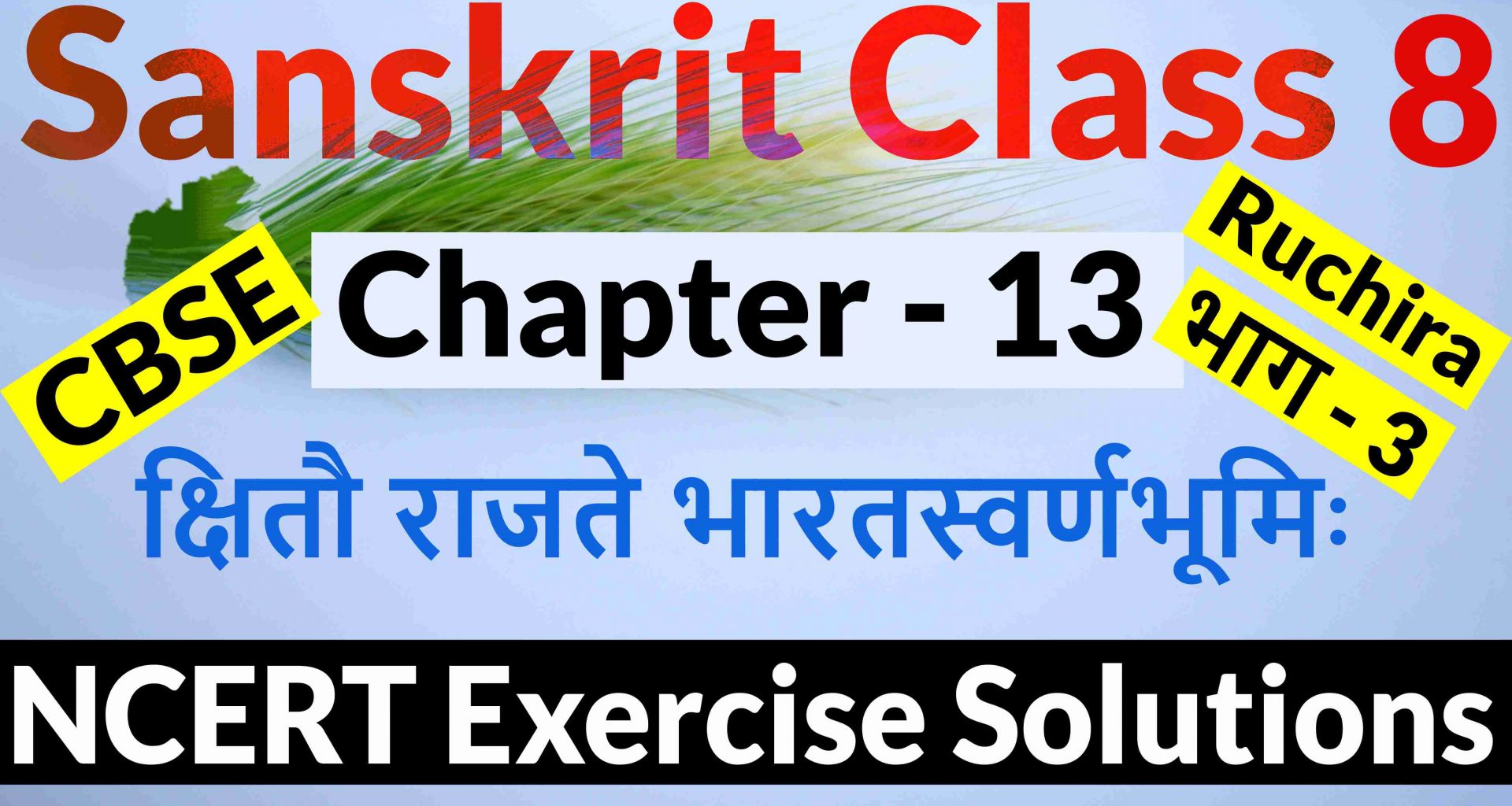 NCERT Solutions for Class 8 Sanskrit Chapter 13-क्षितौ राजते भारतस्वर्णभूमिः